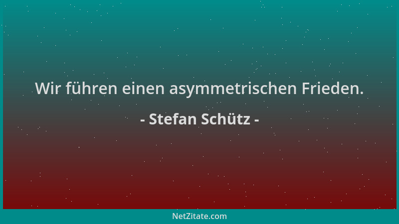 Stefan Schütz - Wir führen einen asymmetrischen Frieden....