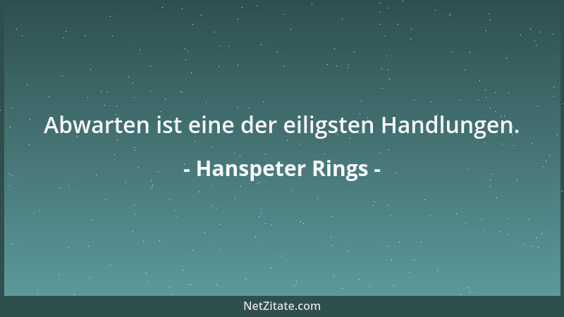 Hanspeter Rings - Abwarten ist eine der eiligsten Handlungen....