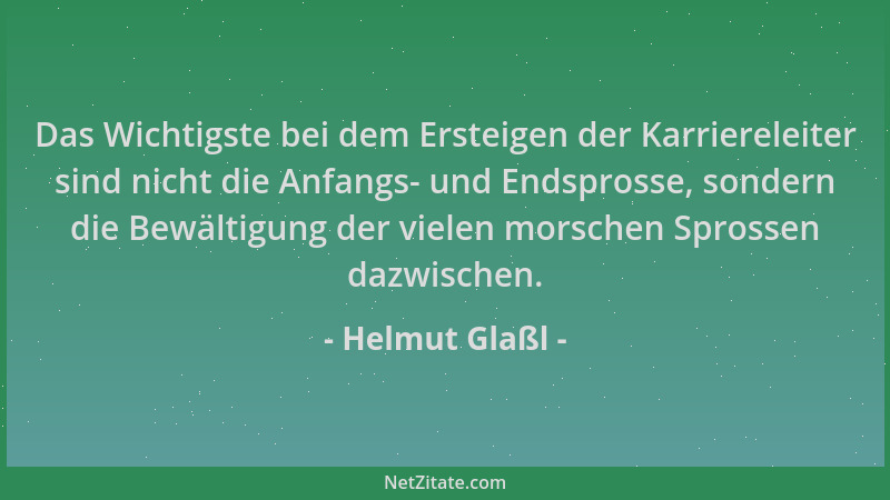 Helmut Glaßl - Das Wichtigste bei dem Ersteigen der Karriereleiter sind nicht die Anfangs- und Endsprosse, sondern die Bewä...