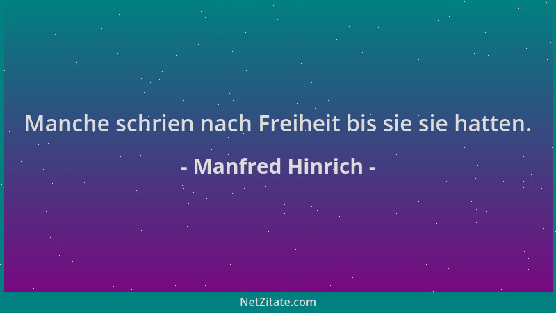 Manfred Hinrich - Manche schrien nach Freiheit bis sie sie hatten....