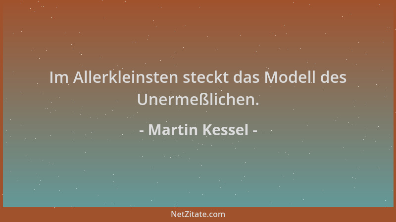 Martin Kessel - Im Allerkleinsten steckt das Modell des Unermeßlichen....