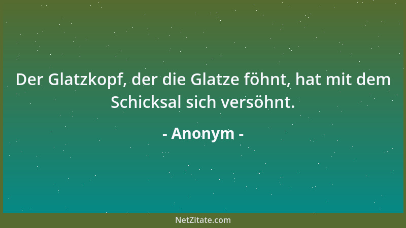 Anonym - Der Glatzkopf, der die Glatze föhnt, hat mit dem Schicksal sich versöhnt....