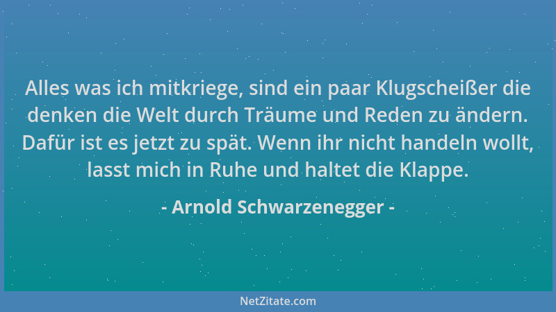Arnold Schwarzenegger - Alles was ich mitkriege, sind ein paar Klugscheißer die denken die Welt durch Träume und Reden zu ä...