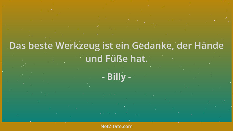 Billy - Das beste Werkzeug ist ein Gedanke, der Hände und Füße hat....