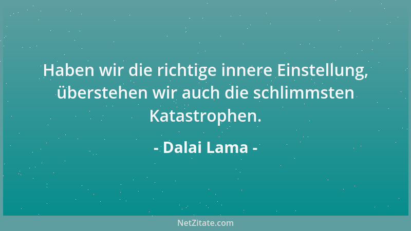 Dalai Lama - Haben wir die richtige innere Einstellung, überstehen wir auch die schlimmsten Katastrophen....