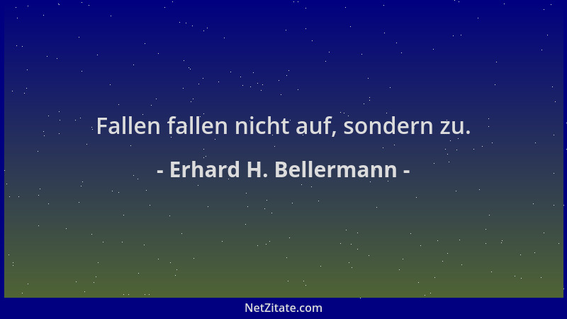 Erhard H. Bellermann - Fallen fallen nicht auf, sondern zu....