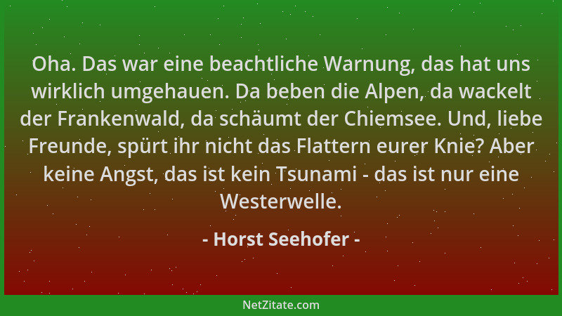 Horst Seehofer - Oha. Das war eine beachtliche Warnung, das hat uns wirklich umgehauen. Da beben die Alpen, da wackelt der...