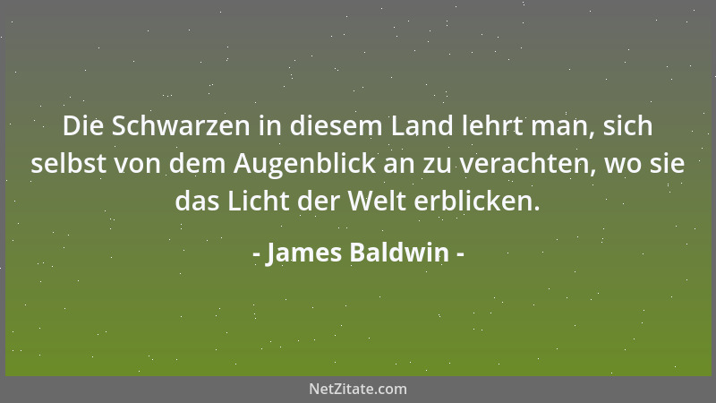 James Baldwin - Die Schwarzen in diesem Land lehrt man, sich selbst von dem Augenblick an zu verachten, wo sie das Licht de...
