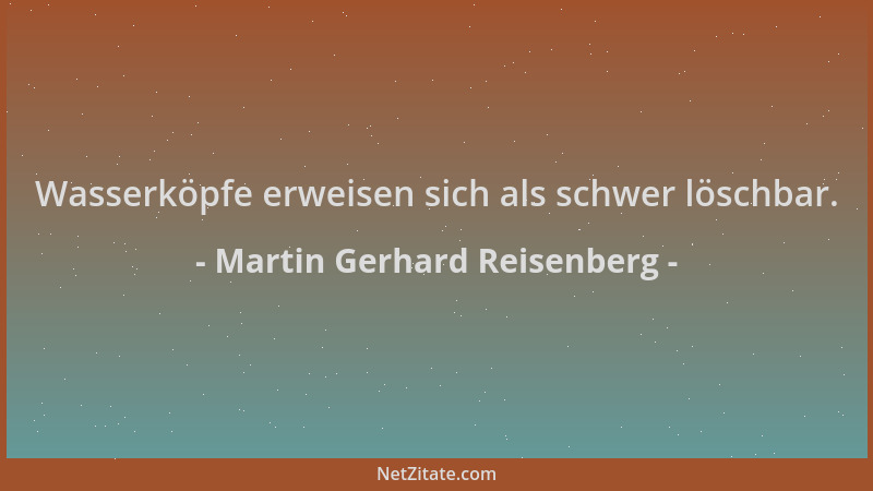 Martin Gerhard Reisenberg - Wasserköpfe erweisen sich als schwer löschbar....