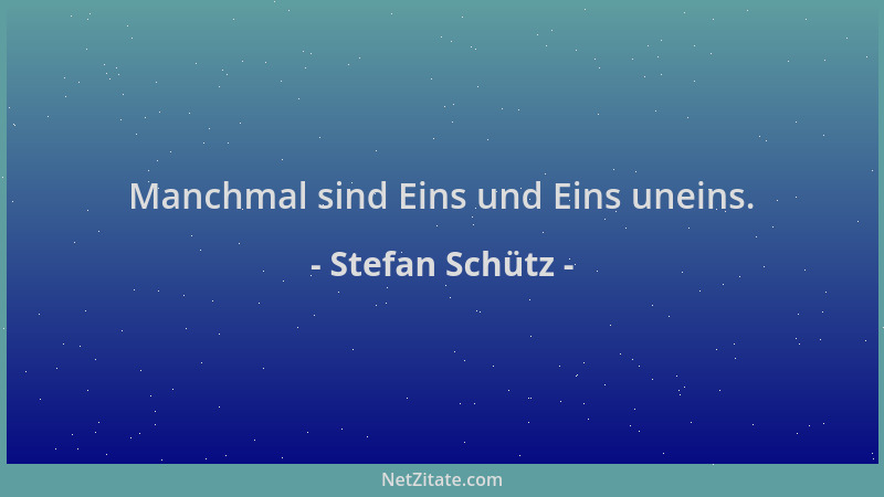 Stefan Schütz - Manchmal sind Eins und Eins uneins....