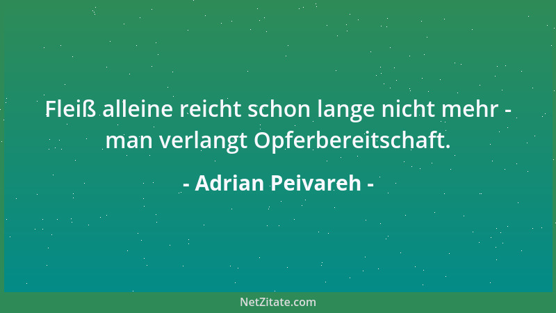 Adrian Peivareh - Fleiß alleine reicht schon lange nicht mehr - man verlangt Opferbereitschaft....