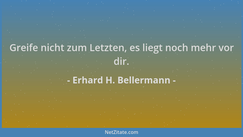 Erhard H. Bellermann - Greife nicht zum Letzten, es liegt noch mehr vor dir....