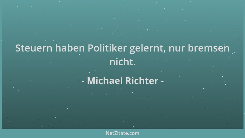 Michael Richter - Steuern haben Politiker gelernt, nur bremsen nicht....