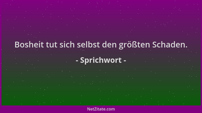 Sprichwort - Bosheit tut sich selbst den größten Schaden....