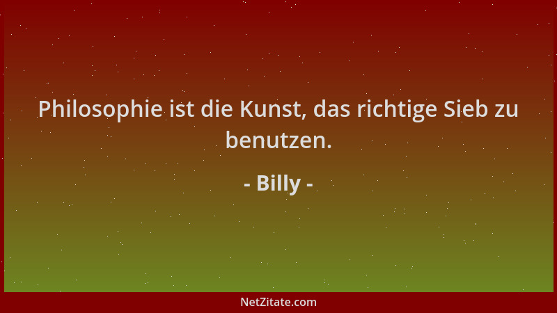 Billy - Philosophie ist die Kunst, das richtige Sieb zu benutzen....