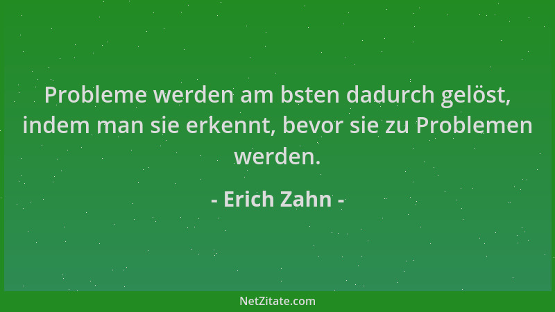 Erich Zahn - Probleme werden am bsten dadurch gelöst, indem man sie erkennt, bevor sie zu Problemen werden....