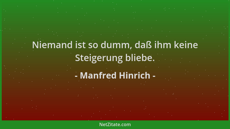 Manfred Hinrich - Niemand ist so dumm, daß ihm keine Steigerung bliebe....