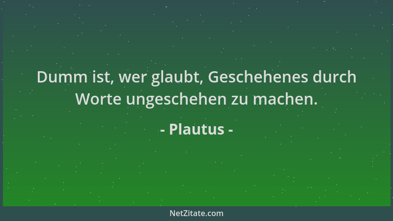 Plautus - Dumm ist, wer glaubt, Geschehenes durch Worte ungeschehen zu machen....