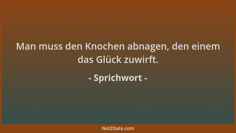 Sprichwort - Man muss den Knochen abnagen, den einem das Glück zuwirft....