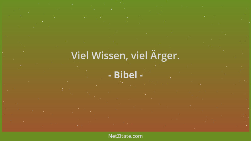 Bibel - Viel Wissen, viel Ärger....