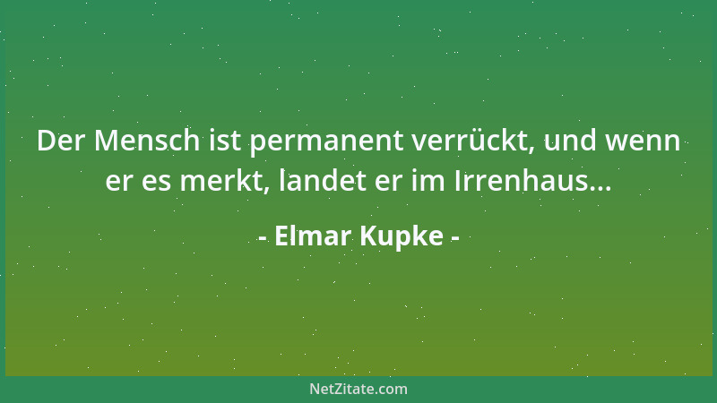 Elmar Kupke - Der Mensch ist permanent verrückt, und wenn er es merkt, landet er im Irrenhaus......