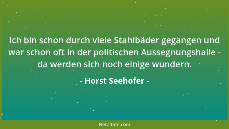 Horst Seehofer - Ich bin schon durch viele Stahlbäder gegangen und war schon oft in der politischen Aussegnungshalle - da w...