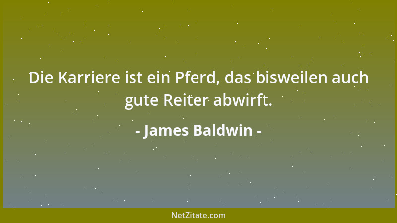 James Baldwin - Die Karriere ist ein Pferd, das bisweilen auch gute Reiter abwirft....
