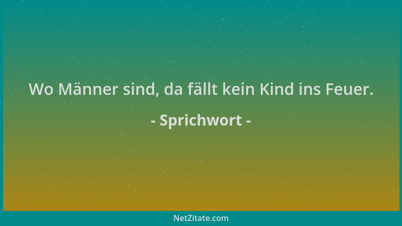Sprichwort - Wo Männer sind, da fällt kein Kind ins Feuer....