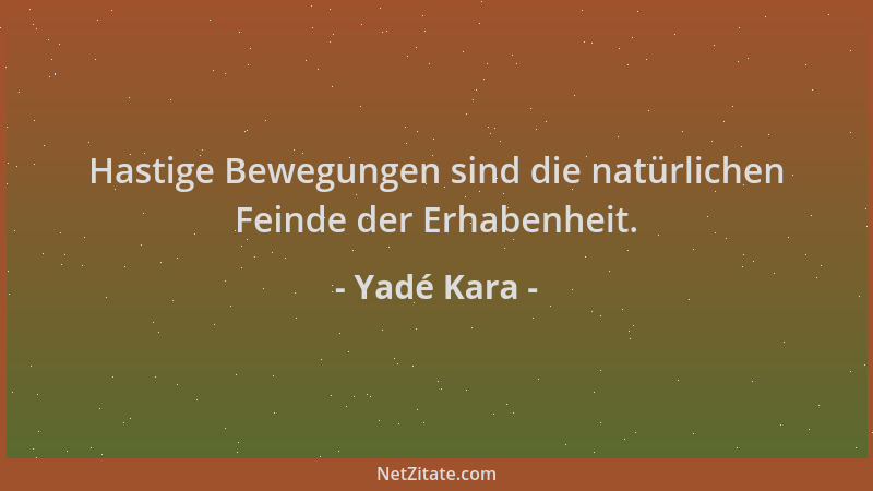 Yadé Kara - Hastige Bewegungen sind die natürlichen Feinde der Erhabenheit....