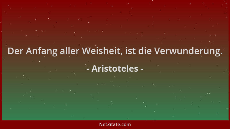 Aristoteles - Der Anfang aller Weisheit, ist die Verwunderung....