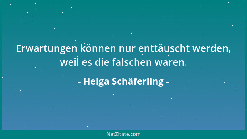 Helga Schäferling - Erwartungen können nur enttäuscht werden, weil es die falschen waren....