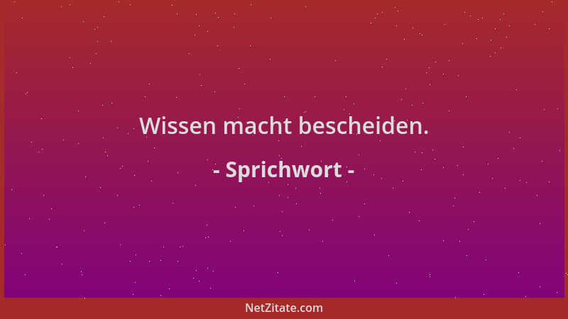 Sprichwort - Wissen macht bescheiden....