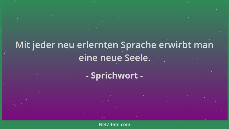 Sprichwort - Mit jeder neu erlernten Sprache erwirbt man eine neue Seele....