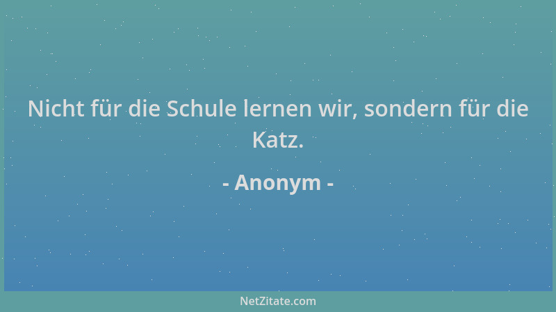 Anonym - Nicht für die Schule lernen wir, sondern für die Katz....