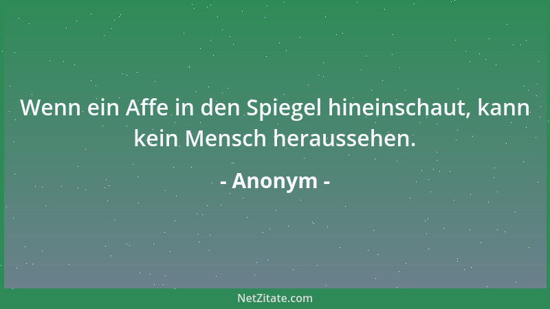 Anonym - Wenn ein Affe in den Spiegel hineinschaut, kann kein Mensch heraussehen....