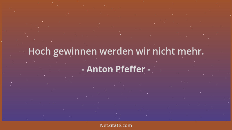 Anton Pfeffer - Hoch gewinnen werden wir nicht mehr....