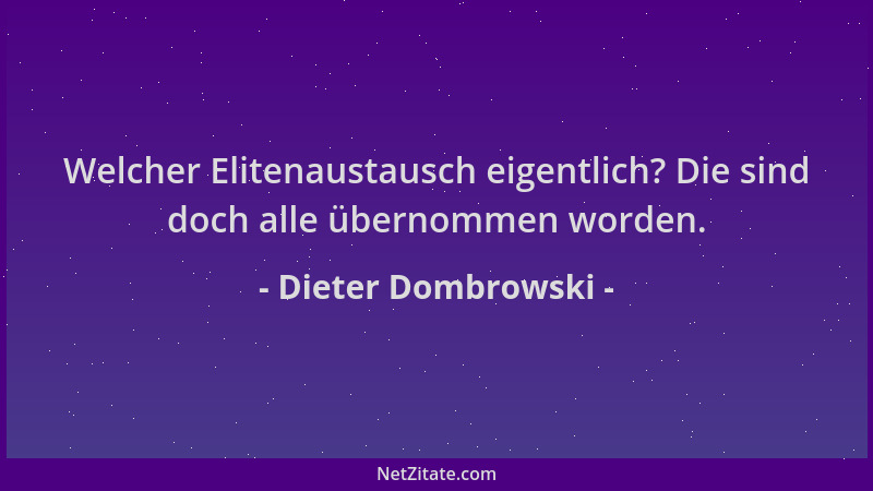 Dieter Dombrowski - Welcher Elitenaustausch eigentlich? Die sind doch alle übernommen worden....