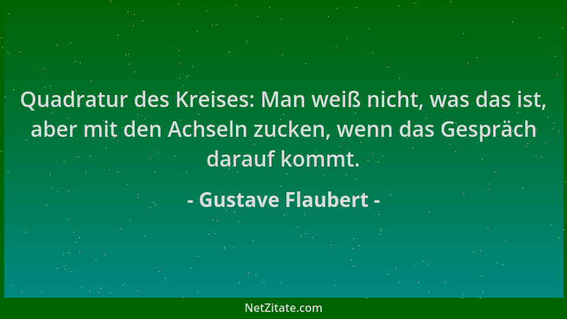 Gustave Flaubert - Quadratur des Kreises: Man weiß nicht, was das ist, aber mit den Achseln zucken, wenn das Gespräch darau...