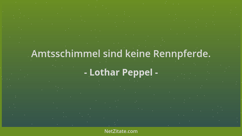 Lothar Peppel - Amtsschimmel sind keine Rennpferde....