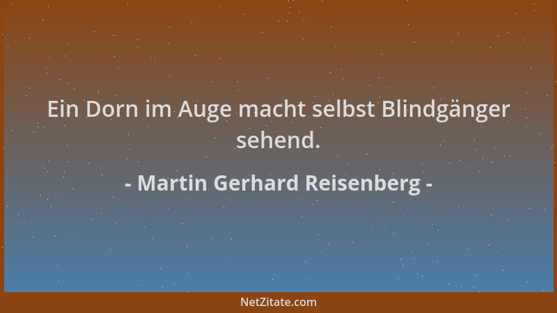 Martin Gerhard Reisenberg - Ein Dorn im Auge macht selbst Blindgänger sehend....