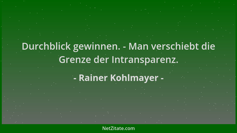 Rainer Kohlmayer - Durchblick gewinnen. - Man verschiebt die Grenze der Intransparenz....