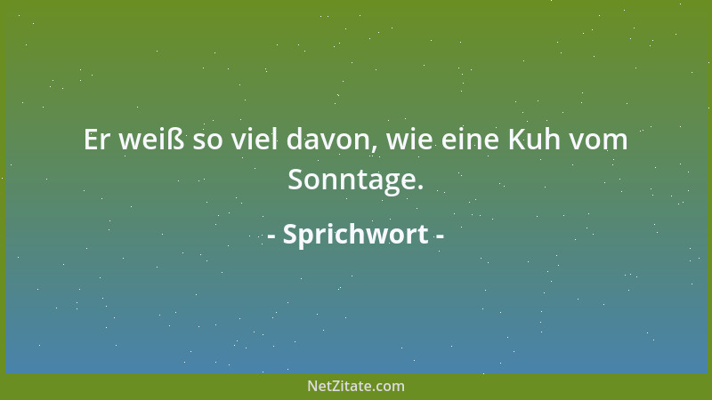 Sprichwort - Er weiß so viel davon, wie eine Kuh vom Sonntage....