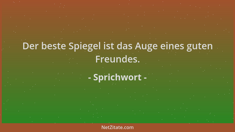 Sprichwort - Der beste Spiegel ist das Auge eines guten Freundes....