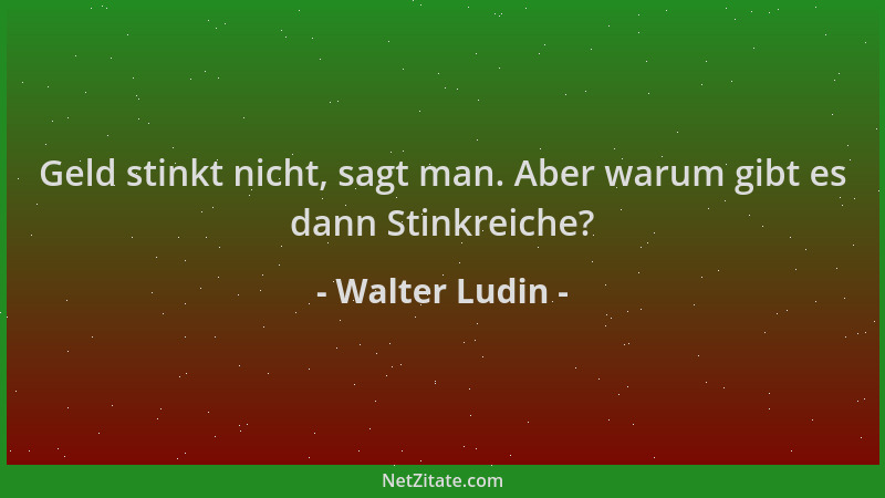 Walter Ludin - Geld stinkt nicht, sagt man. Aber warum gibt es dann Stinkreiche?...