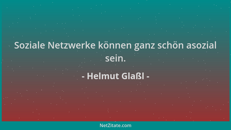 Helmut Glaßl - Soziale Netzwerke können ganz schön asozial sein....