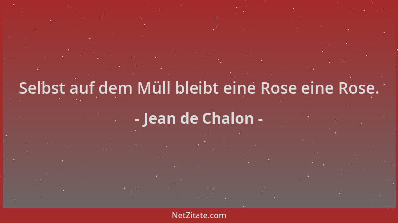 Jean de Chalon - Selbst auf dem Müll bleibt eine Rose eine Rose....