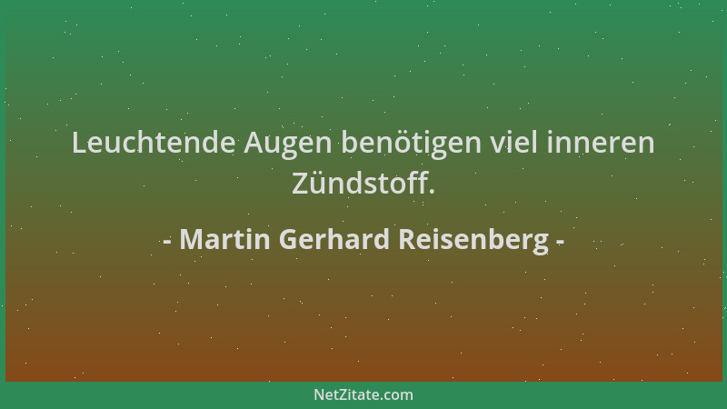Martin Gerhard Reisenberg - Leuchtende Augen benötigen viel inneren Zündstoff....