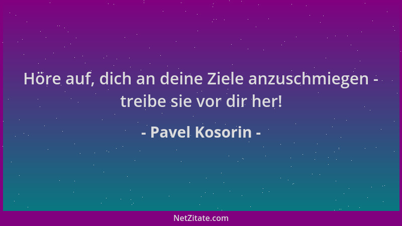 Pavel Kosorin - Höre auf, dich an deine Ziele anzuschmiegen - treibe sie vor dir her!...