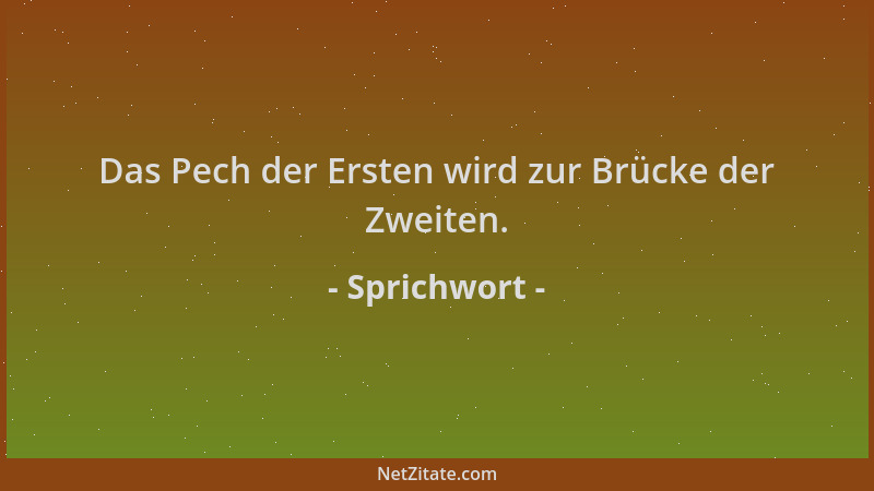 Sprichwort - Das Pech der Ersten wird zur Brücke der Zweiten....