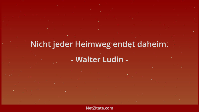 Walter Ludin - Nicht jeder Heimweg endet daheim....